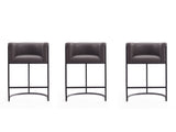 Cosmopolitan Counter Stool in Pebble and Black (set of 3) by Manhattan Comfort at Eve Furniture