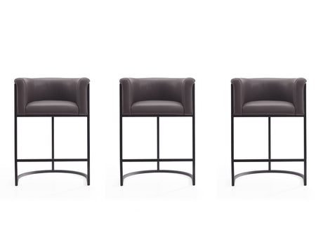 Cosmopolitan Counter Stool in Pebble and Black (set of 3) by Manhattan Comfort at Eve Furniture