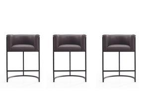 Cosmopolitan Counter Stool in Pebble and Black (set of 3) by Manhattan Comfort at Eve Furniture