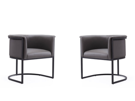 Cosmopolitan Dining Chair in Pebble and Black (set of 2) by Manhattan Comfort at Eve Furniture