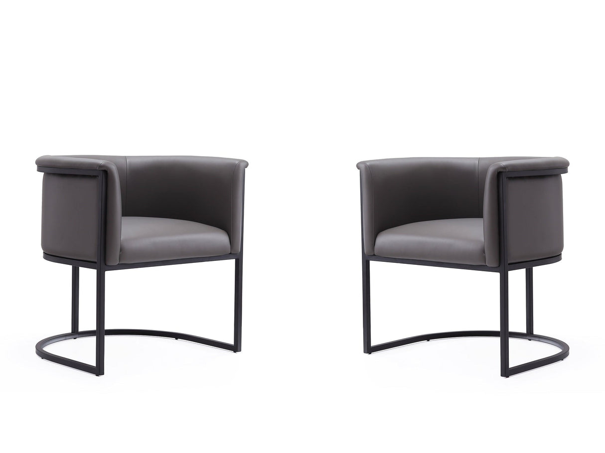 Cosmopolitan Dining Chair in Pebble and Black (set of 2) by Manhattan Comfort at Eve Furniture
