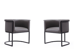 Cosmopolitan Dining Chair in Pebble and Black (set of 2) by Manhattan Comfort at Eve Furniture