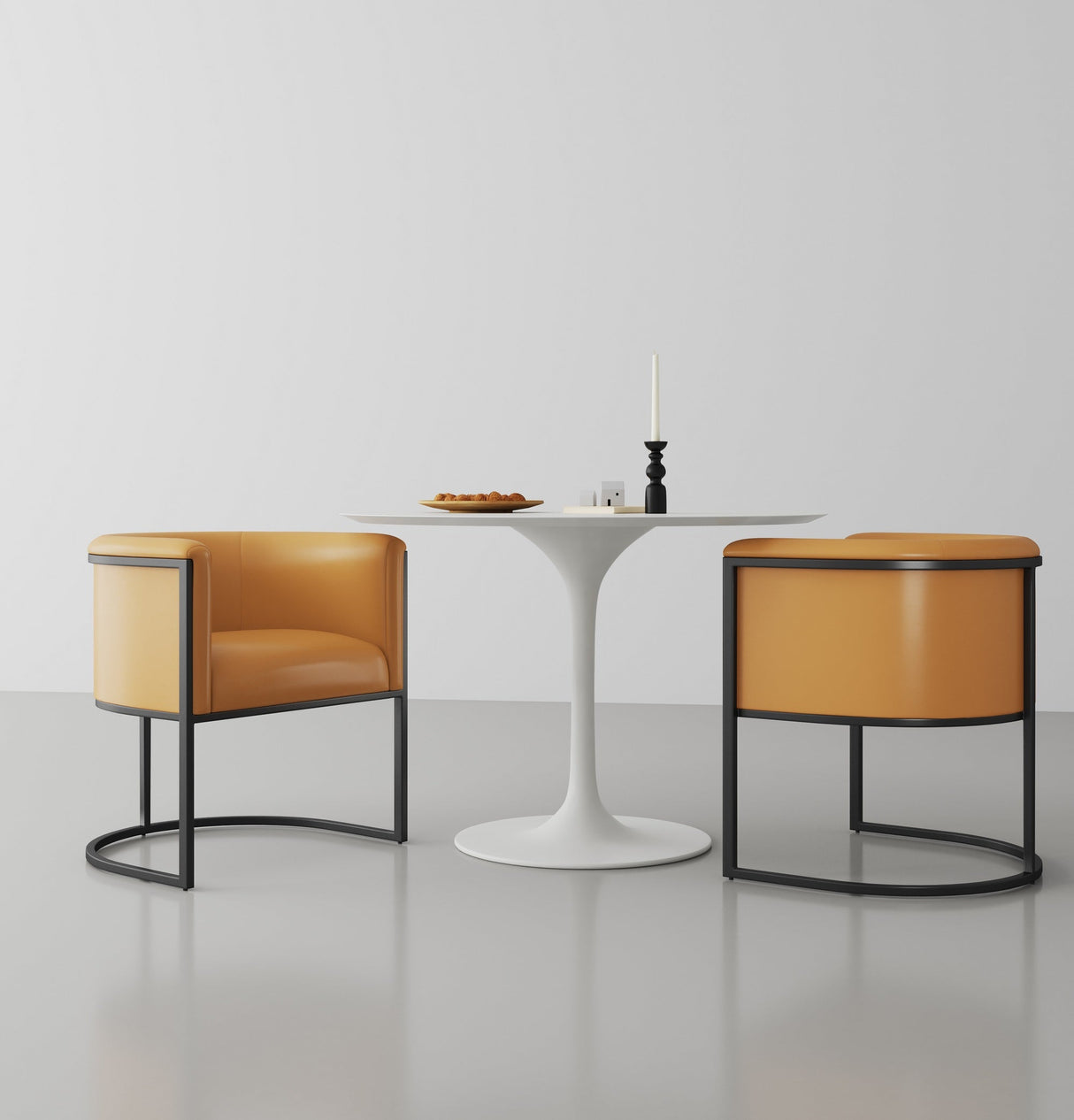 Cosmopolitan Dining Chair in Saddle and Black (set of 2) by Manhattan Comfort at Eve Furniture