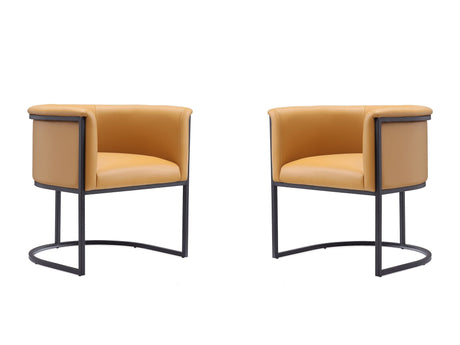 Cosmopolitan Dining Chair in Saddle and Black (set of 2) by Manhattan Comfort at Eve Furniture