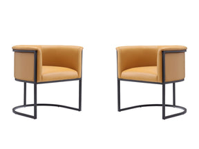 Cosmopolitan Dining Chair in Saddle and Black (set of 2) by Manhattan Comfort at Eve Furniture