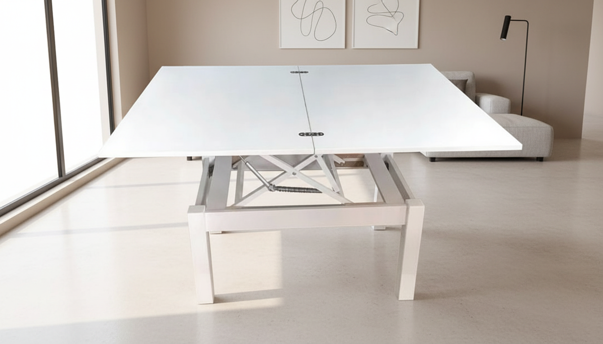 Cosmos Rectangular Transformer Table White by ESF Furniture at Eve Furniture