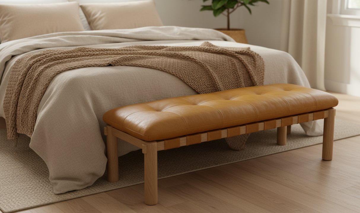 Costello Bench Tan by Moe's Home at Eve Furniture