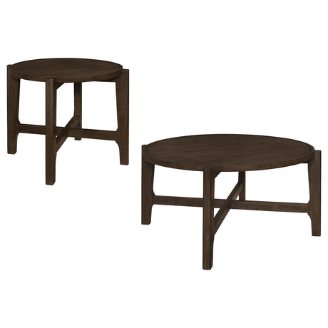 Cota Dark Brown 2-Piece Solid Wood Coffee and End Table Set by Coaster at Eve Furniture