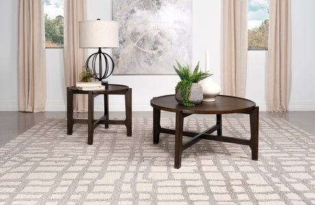 Cota Dark Brown 2-Piece Solid Wood Coffee and End Table Set by Coaster at Eve Furniture