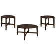 Cota Dark Brown 3-Piece Solid Wood Coffee and End Table Set by Coaster at Eve Furniture