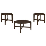 Cota Dark Brown 3-Piece Solid Wood Coffee and End Table Set by Coaster at Eve Furniture