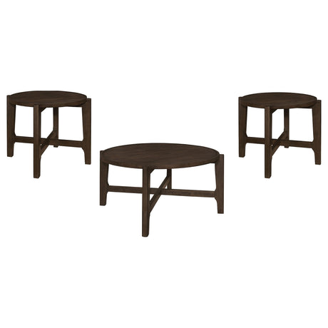 Cota Dark Brown 3-Piece Solid Wood Coffee and End Table Set by Coaster at Eve Furniture