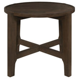 Cota Dark Brown Round Solid Wood End Table by Coaster at Eve Furniture