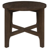 Cota Dark Brown Round Solid Wood End Table by Coaster at Eve Furniture