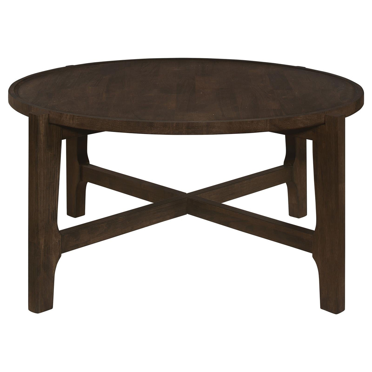 Cota Round Solid Wood Coffee Table Dark Brown