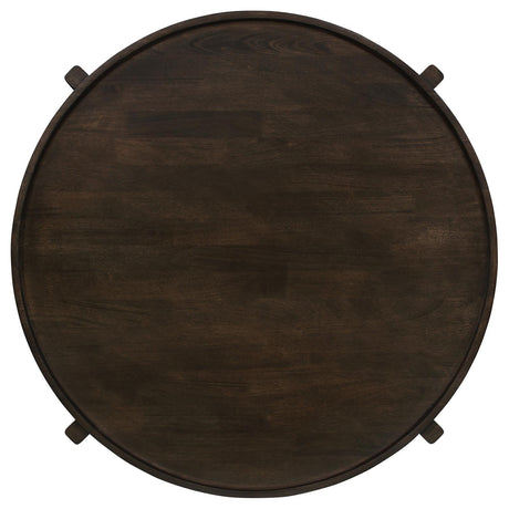 Cota Round Solid Wood Coffee Table Dark Brown by Coaster at Eve Furniture