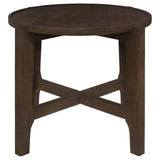 Cota Round Solid Wood End Table Dark Brown