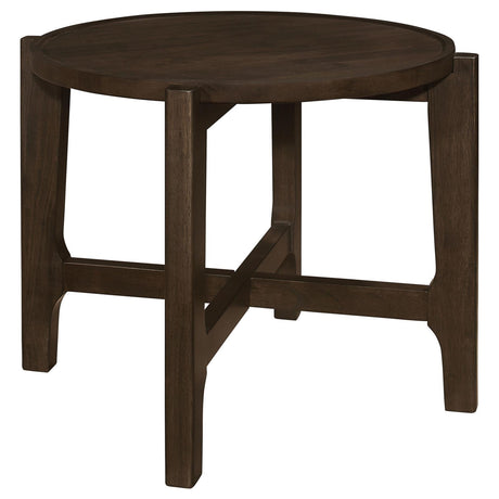 Cota Dark Brown Round Solid Wood End Table by Coaster at Eve Furniture