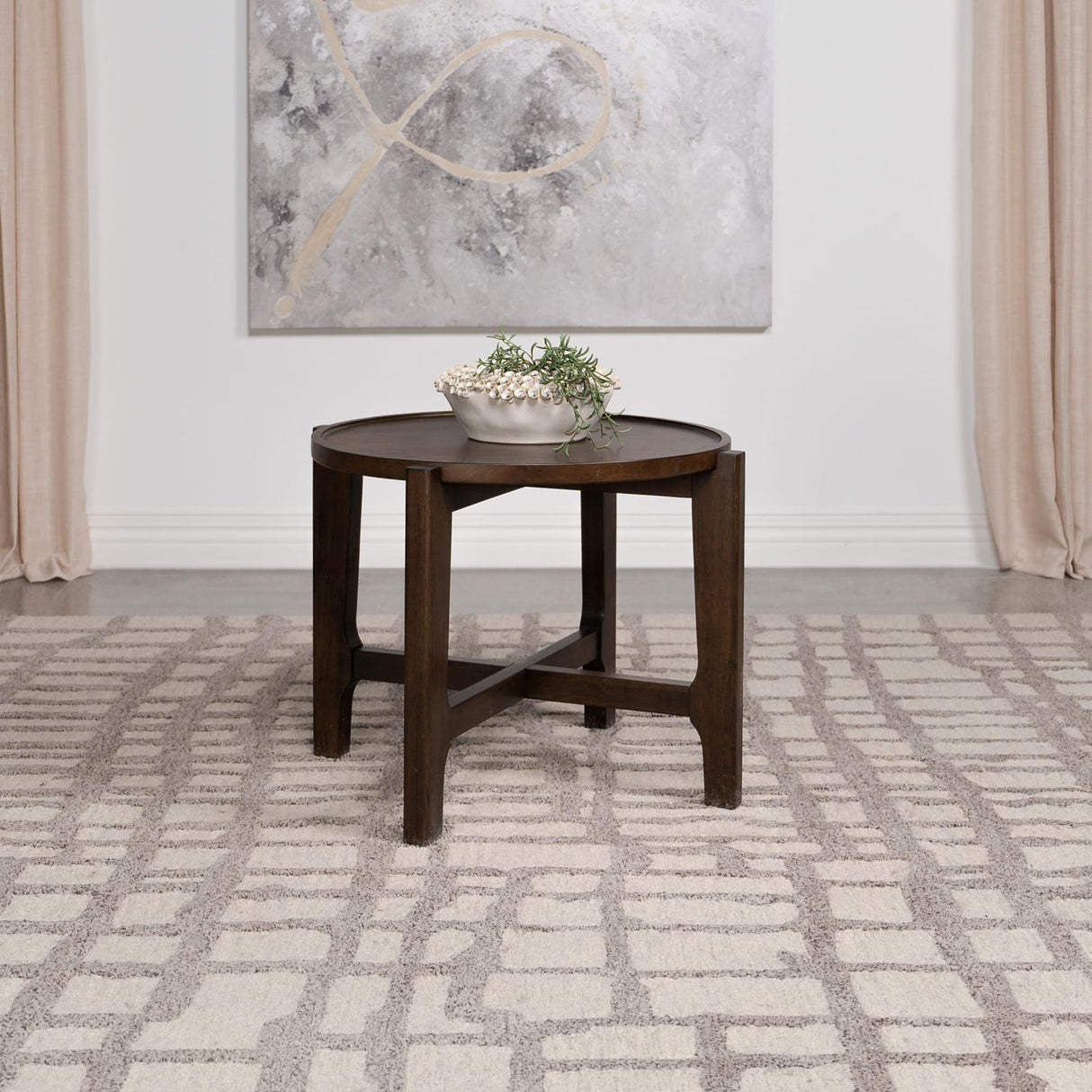 Cota Dark Brown Round Solid Wood End Table by Coaster at Eve Furniture