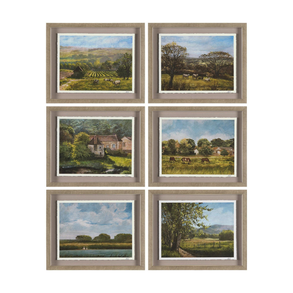 Country View(Set of 6) by Mercana Studio Hand-Embellished Textured Framed Artwork Matted under Glass by Mercana at Eve Furniture