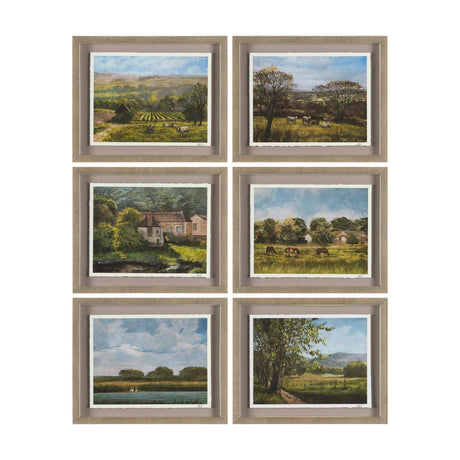 Country View(Set of 6) by Mercana Studio Hand-Embellished Textured Framed Artwork Matted under Glass by Mercana at Eve Furniture
