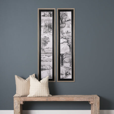 Countryside Sketches II by Ariana a Hand Embellished Textured Framed Art Print by Mercana at Eve Furniture