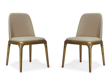 Courding Dining Chair in Tan and Walnut (set of 2) by Manhattan Comfort at Eve Furniture