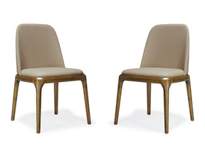 Courding Dining Chair in Tan and Walnut (set of 2) by Manhattan Comfort at Eve Furniture