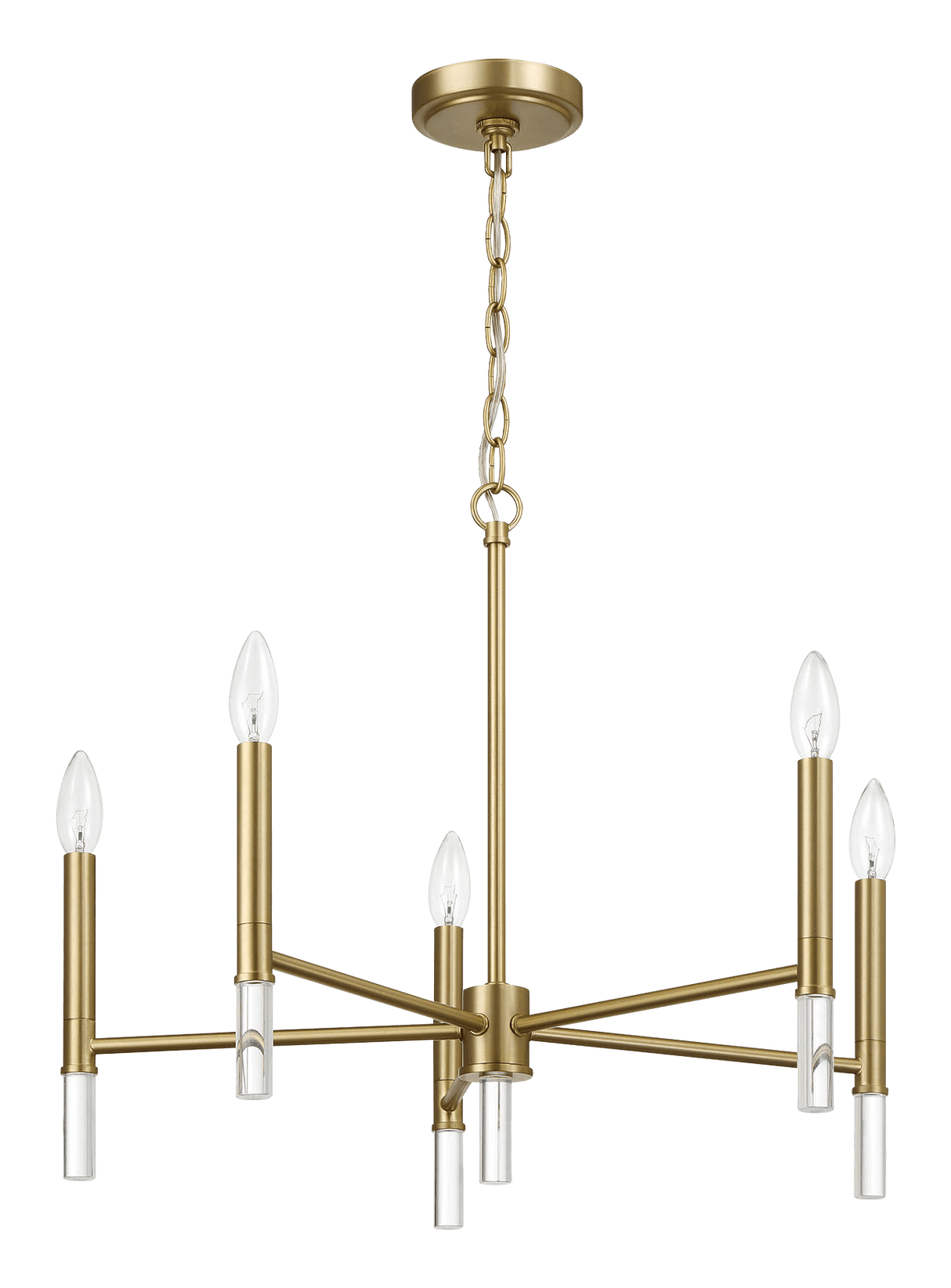 Courtyard Five Light Golden Brass Candle Light Chandelier 24"W × 17.75"H