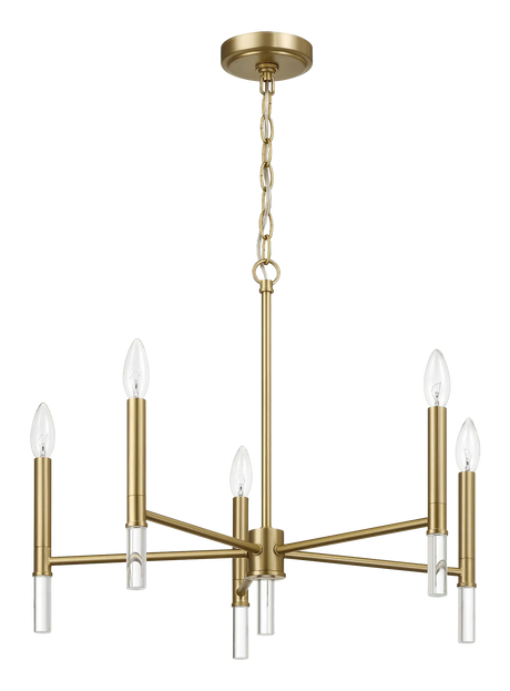 Courtyard Five Light Golden Brass Candle Light Chandelier 24"W × 17.75"H by Ashcroft Furniture at Eve Furniture