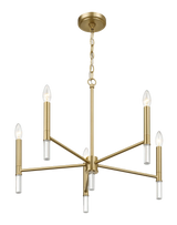 Courtyard Five Light Golden Brass Candle Light Chandelier 24"W × 17.75"H by Ashcroft Furniture at Eve Furniture