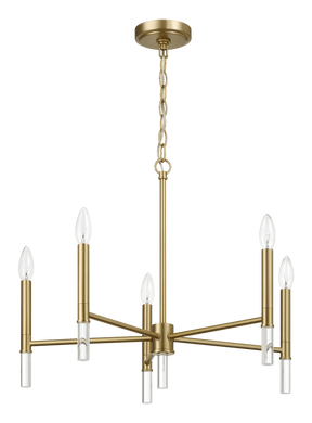 Courtyard Five Light Golden Brass Candle Light Chandelier 24"W × 17.75"H by Ashcroft Furniture at Eve Furniture