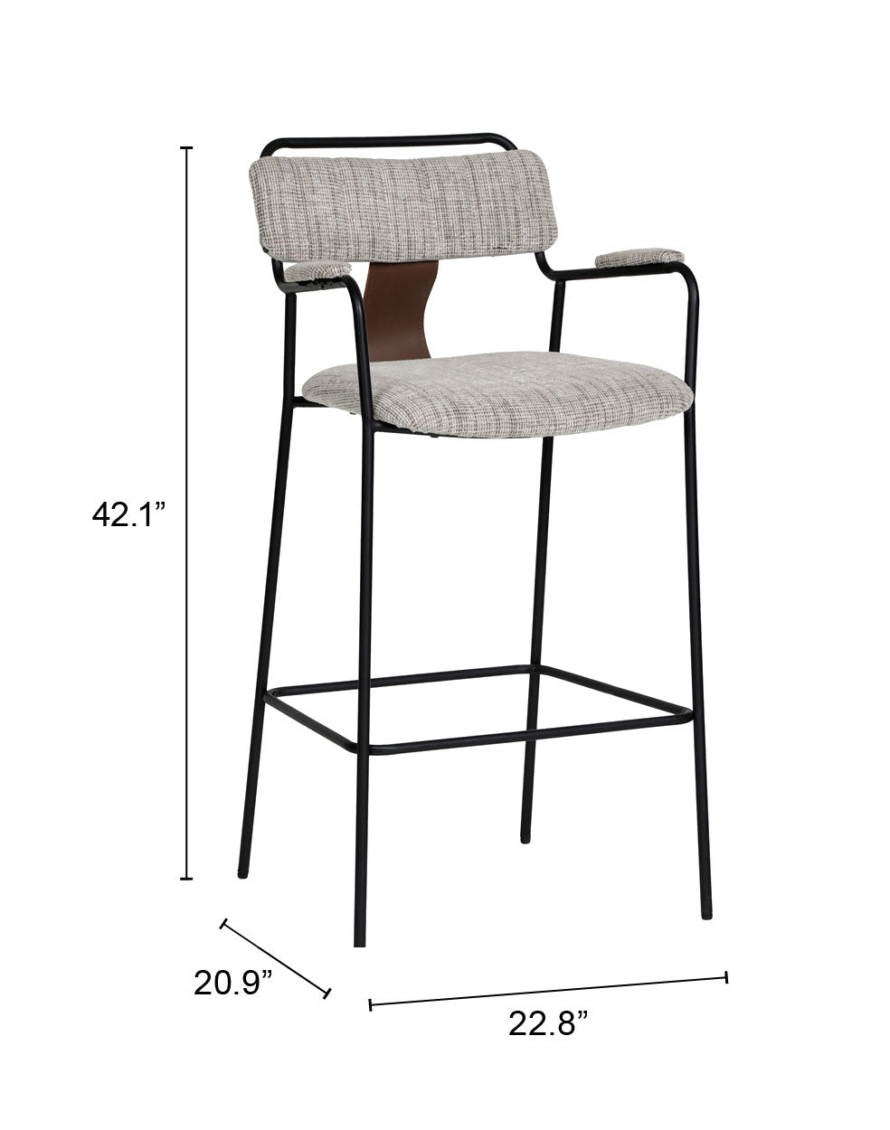 Couva Gray Tweed Barstool (Set of 2) by Zuomod at Eve Furniture