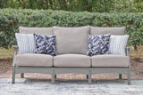 Cove Beach Gray Outdoor Sofa and Loveseat with Coffee Table by Ashley at Eve Furniture