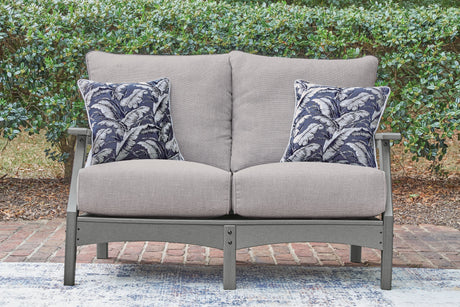 Cove Beach Gray Outdoor Sofa and Loveseat by Ashley at Eve Furniture
