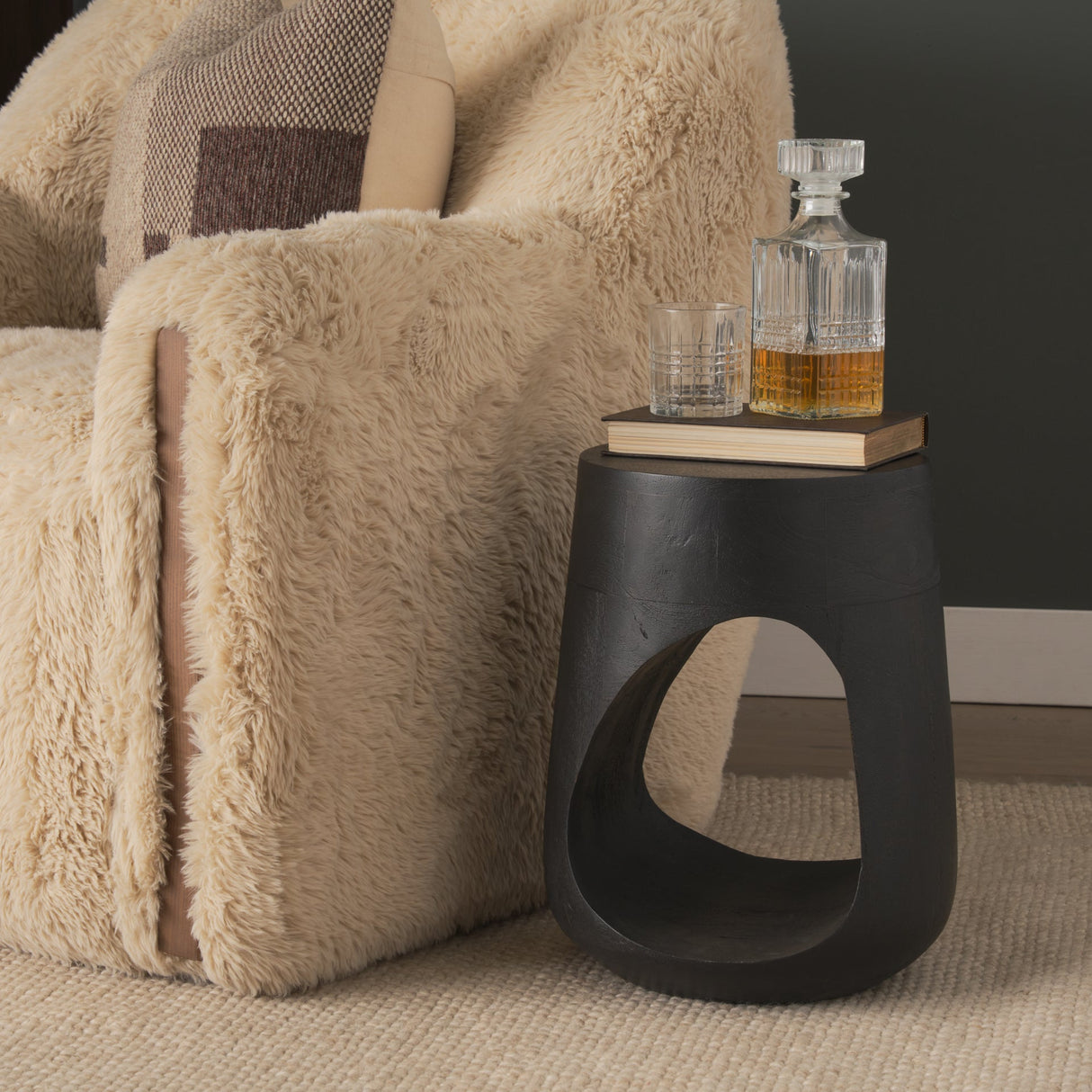 Cove Dark Brown Sculptural Open Side Table by Mercana at Eve Furniture