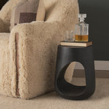 Cove Dark Brown Sculptural Open Side Table by Mercana at Eve Furniture