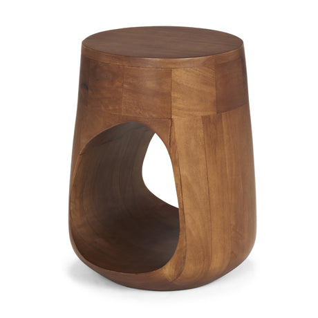 Cove Mid-Brown Sculptural Open Side Table by Mercana at Eve Furniture