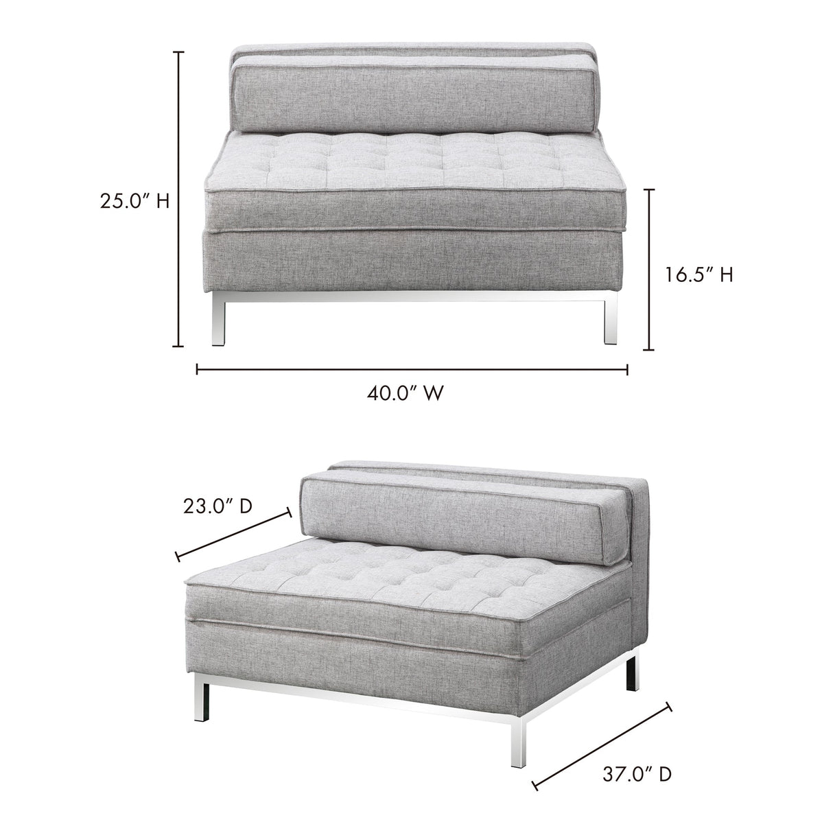 Covella Grey Ottoman Storage by Moe's Home at Eve Furniture