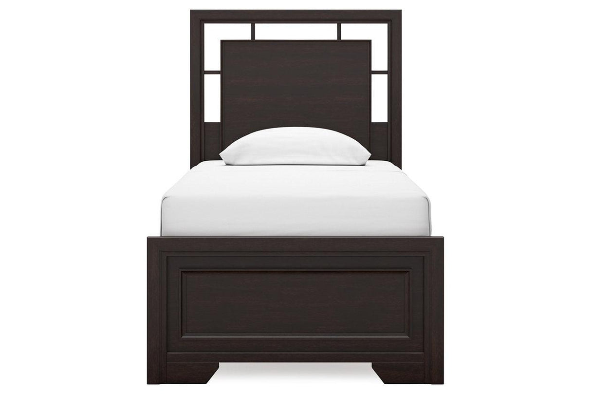 Covetown Dark Brown Twin Panel Bed by Ashley at Eve Furniture