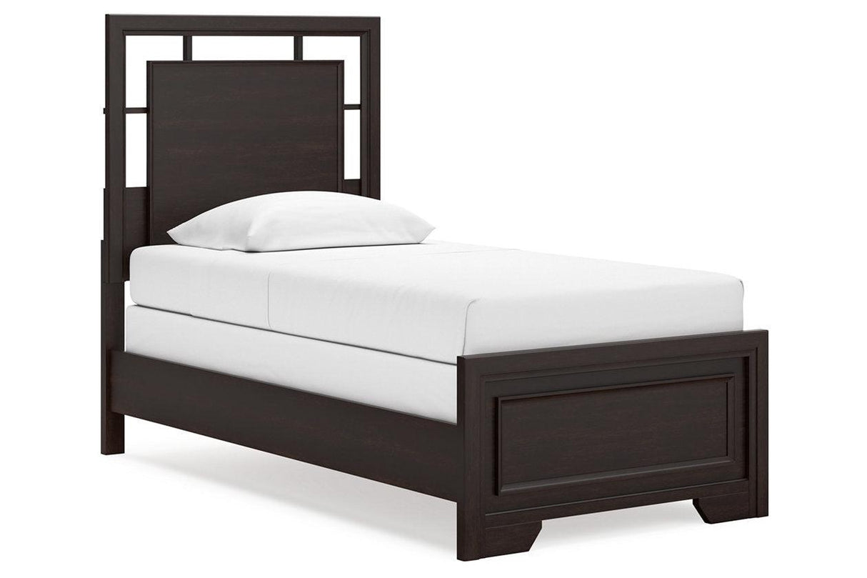 Covetown Dark Brown Twin Panel Bed by Ashley at Eve Furniture