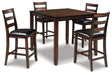 Coviar Brown Counter Height Dining Table and 4 Bar Stools by Ashley at Eve Furniture