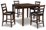 Coviar Brown Counter Height Dining Table and 4 Bar Stools by Ashley at Eve Furniture