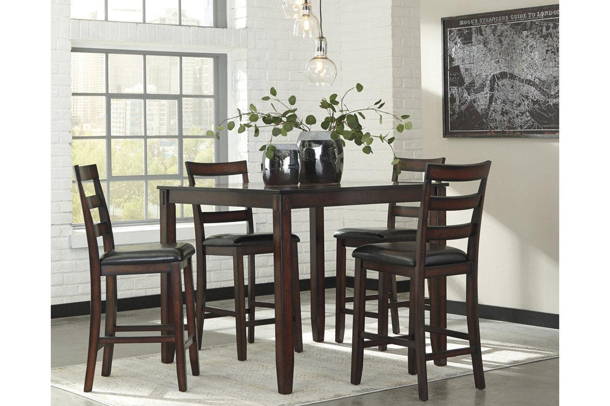 Coviar Brown Counter Height Dining Table and 4 Bar Stools by Ashley at Eve Furniture