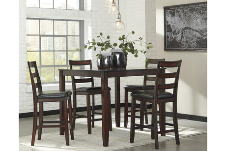 Coviar Brown Counter Height Dining Table and 4 Bar Stools by Ashley at Eve Furniture