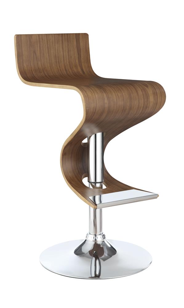 Covina Walnut/Chrome Adjustable Bar Stool