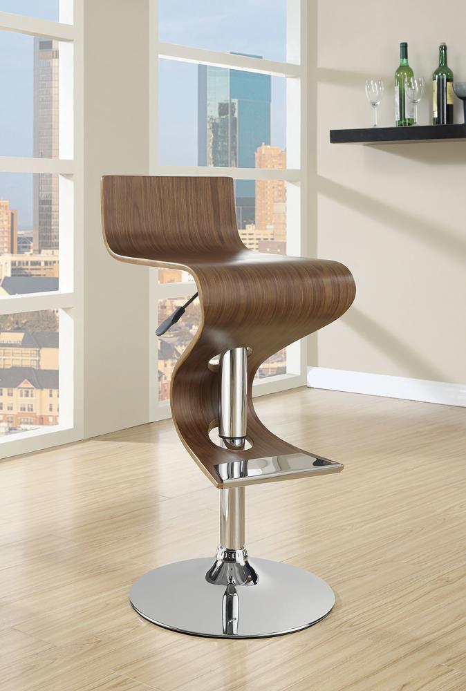 Covina Walnut/Chrome Adjustable Bar Stool