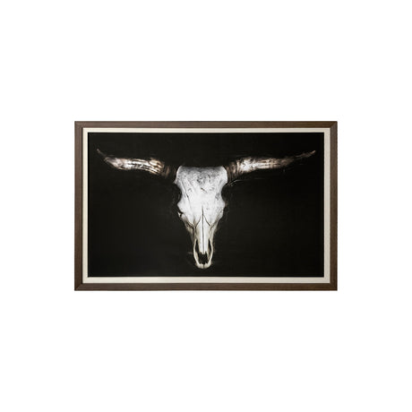Cow Skull by PH Burchett a Hand Embellished Textured Framed Art Print Matted under Glass by Mercana at Eve Furniture