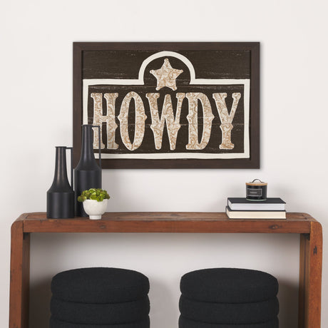 Cowboy Culture - Howdy by Mercana Studio a Hand Embelished Textured Framed Art Print by Mercana at Eve Furniture