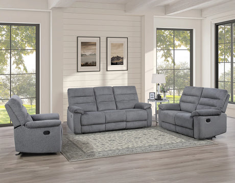 Cozy Gray 3-Piece Manual Reclining Set by Steve Silver at Eve Furniture